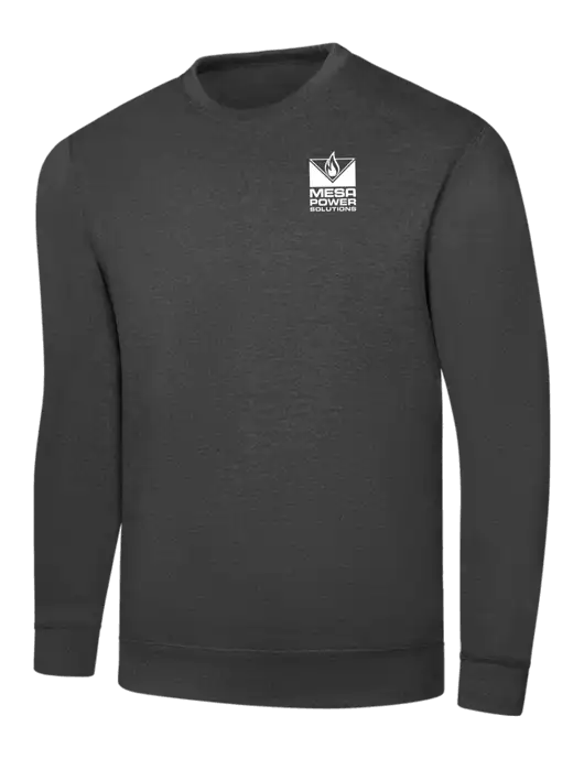 Dark Heather Grey 7.8 oz Ring Spun Crew Sweatshirt w/Mesa Solutions Logo