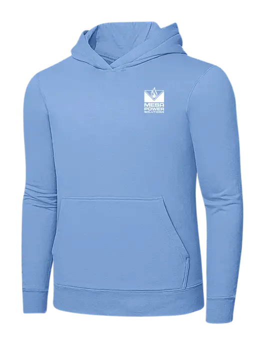 Light Blue 7.8. oz Ring Spun Hooded Sweatshirt w/Mesa Solutions Logo