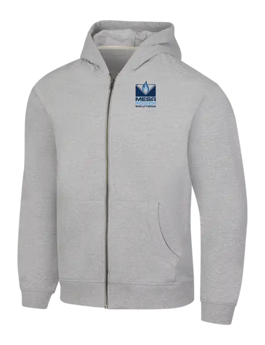 Light Grey Heather Re-Fleece Full-Zip Hoodie w/Mesa Solutions Logo