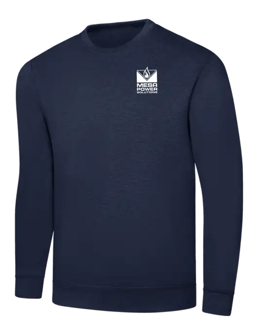 Navy 7.8 oz Ring Spun Crew Sweatshirt w/Mesa Solutions Logo