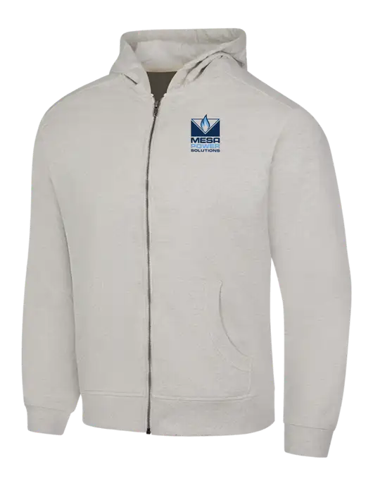 Very Light Grey Heather Re-Fleece Full-Zip Hoodie w/Mesa Solutions Logo