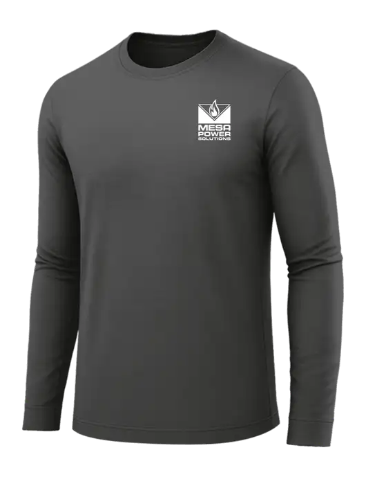 Long Sleeve Dark Grey PosiCharge Competitor Tee w/Mesa Solutions Logo