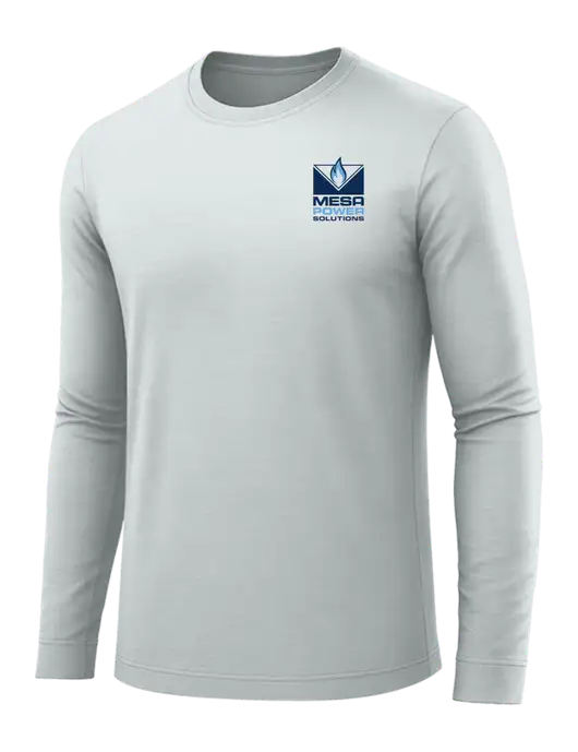Long Sleeve Light Grey PosiCharge Competitor Tee w/Mesa Solutions Logo