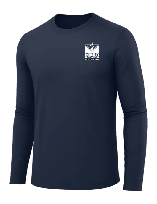 Long Sleeve Navy PosiCharge Competitor Tee w/Mesa Solutions Logo