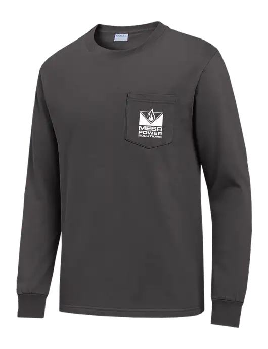 Charcoal Long Sleeve Heavyweight 6.1 oz Pocket T-Shirt w/Mesa Solutions Logo