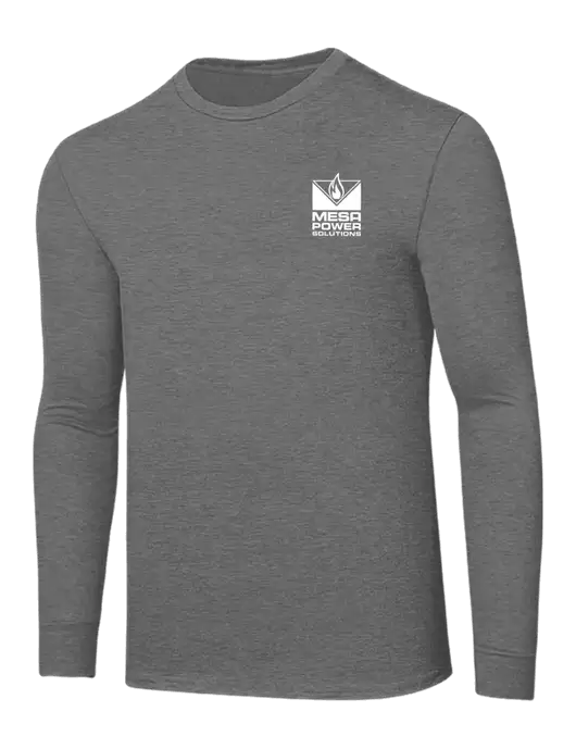 Core Blend Medium Grey Heather Long Sleeve Tee w/Mesa Solutions Logo
