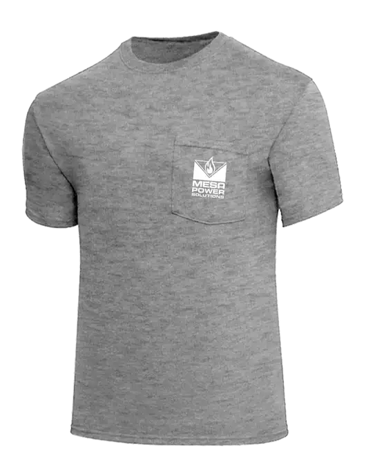 Core Blend Medium Grey Heather Pocket T-Shirt w/Mesa Solutions Logo
