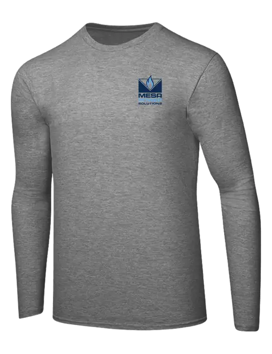 Ring Spun Light Heather Grey 4.5 oz Long Sleeve T-Shirt w/Mesa Solutions Logo