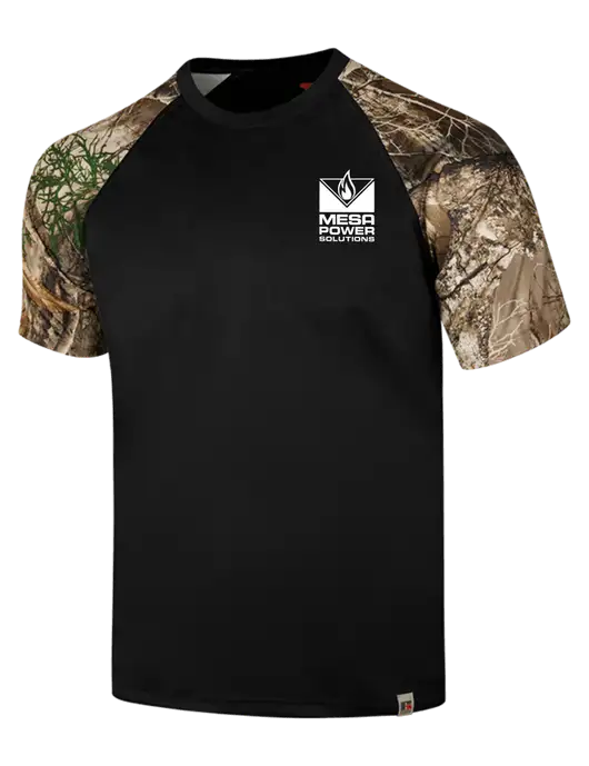 Russell Outdoors Black/Realtree Edge Camo Colorblock Performance T-Shirt w/Mesa Solutions Logo