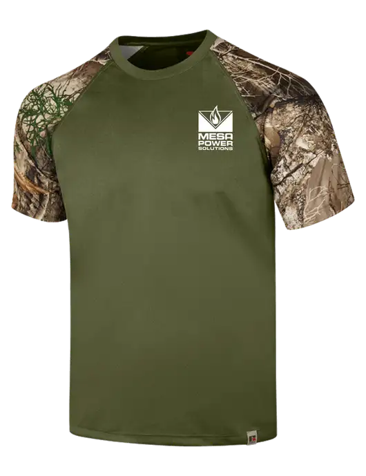 Russell Outdoors Olive/Realtree Edge Camo Colorblock Performance T-Shirt w/Mesa Solutions Logo
