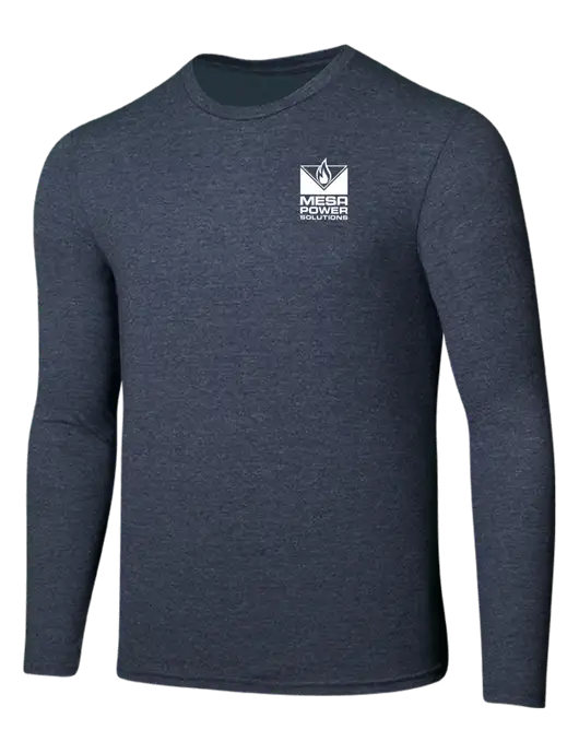Seriously Soft Heathered Navy Long Sleeve T-Shirt w/Mesa Solutions Logo
