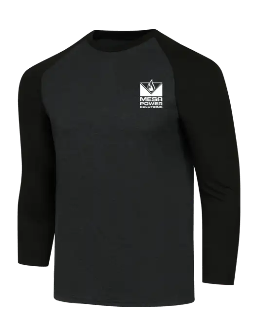 Simply Soft 3/4 Sleeve Black/Black Frost Ring Spun Cotton T-Shirt w/Mesa Solutions Logo