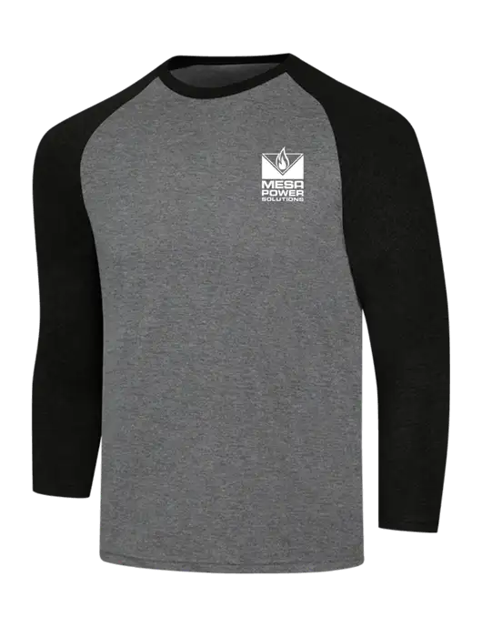 Simply Soft 3/4 Sleeve Black Frost/Grey Frost Ring Spun Cotton T-Shirt w/Mesa Solutions Logo