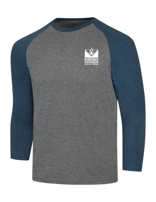 Simply Soft 3/4 Sleeve Navy Frost/Grey Frost Ring Spun Cotton T-Shirt w/Mesa Solutions Logo