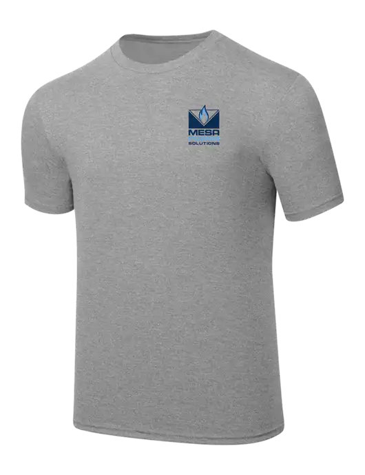 Simply Soft Heathered Light Grey 4.5oz  Poly/Combed Ring Spun Cotton T-Shirt w/Mesa Solutions Logo