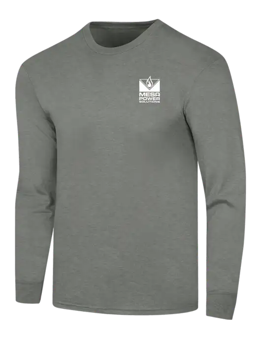 Simply Soft Long Sleeve Heathered Charcoal 4.5 oz, Poly/Combed Ring Spun Cotton T-Shirt w/Mesa Solutions Logo