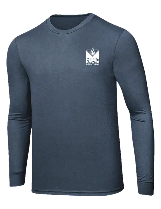 Simply Soft Long Sleeve Navy Frost 4.5 oz, Poly/Combed Ring Spun Cotton T-Shirt w/Mesa Solutions Logo