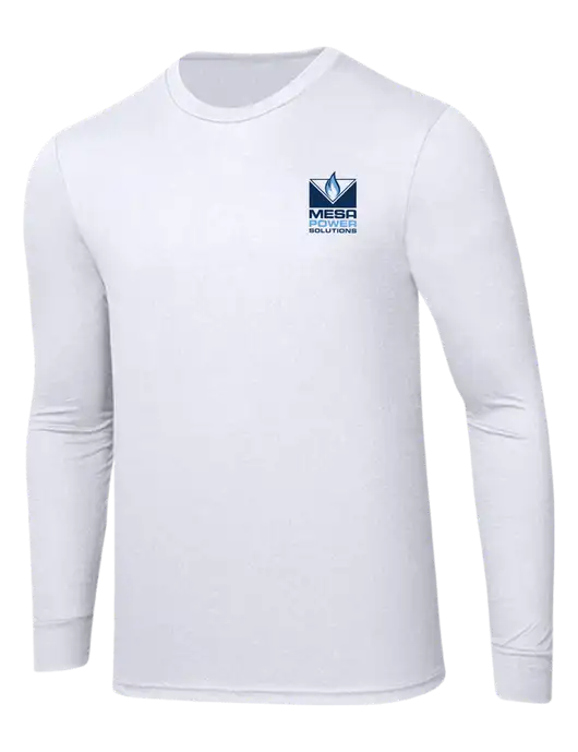 Simply Soft Long Sleeve White 4.5 oz, Poly/Combed Ring Spun Cotton T-Shirt w/Mesa Solutions Logo