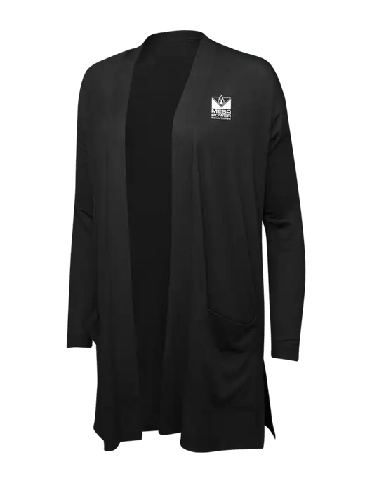 Black Womens Concept Long Pocket Cardigan w/Mesa Solutions Logo
