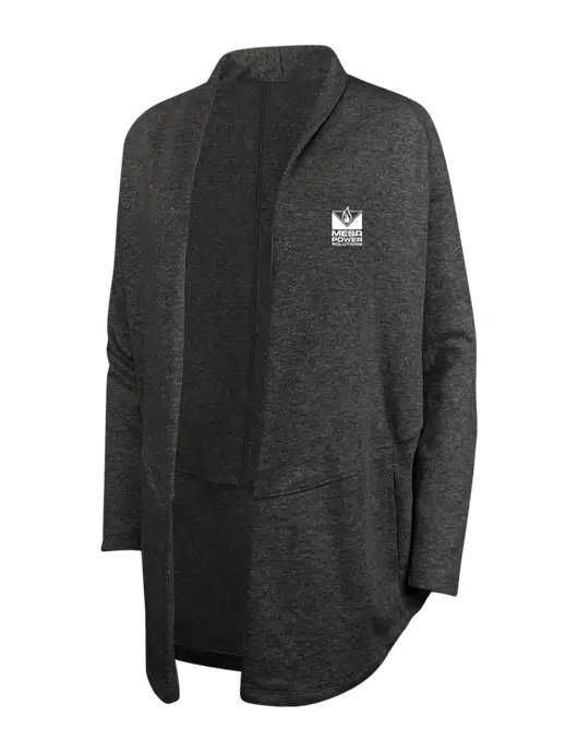 Charcoal Heather/ Medium Heather Grey Womens Interlock Cardigan w/Mesa Solutions Logo