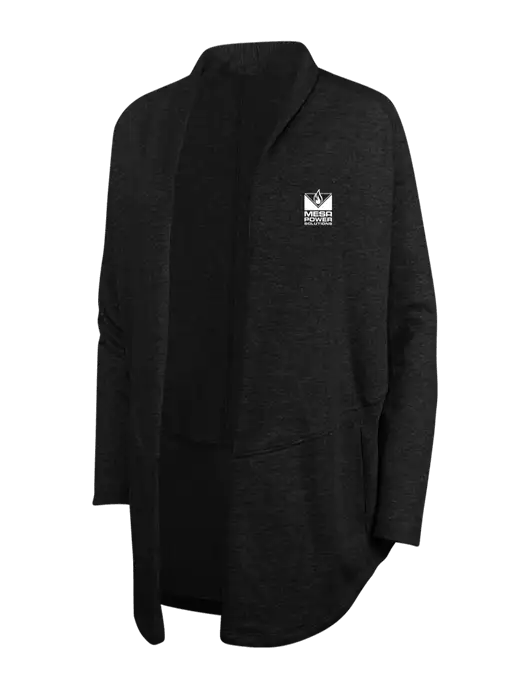 Deep Black/Charcoal Heather Womens Interlock Cardigan w/Mesa Solutions Logo