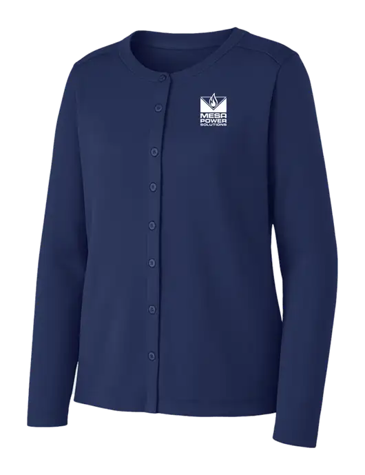 Dress Blue Navy Womens Concept Stretch Button-Front Cardigan Sweater w/Mesa Solutions Logo