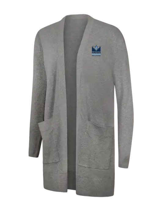 Mercer+Mettle Womens Light Grey Heather Open Front Cardigan Sweater w/Mesa Solutions Logo