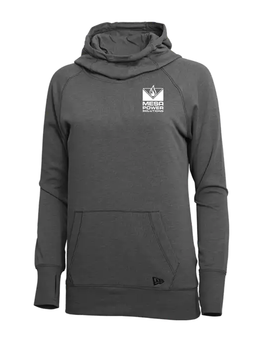 New Era Black Heather Womens Tri-Blend Fleece Pullover Hoodie w/Mesa Solutions Logo
