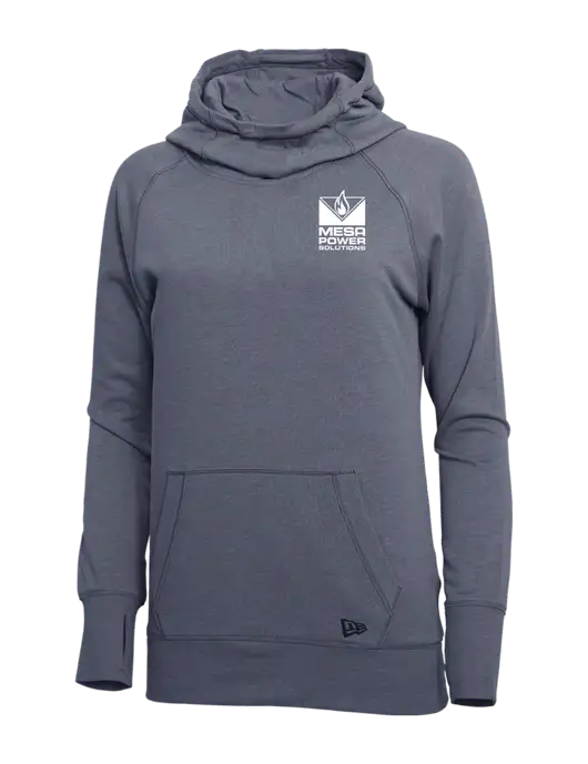 New Era True Navy Heather Womens Tri-Blend Fleece Pullover Hoodie w/Mesa Solutions Logo