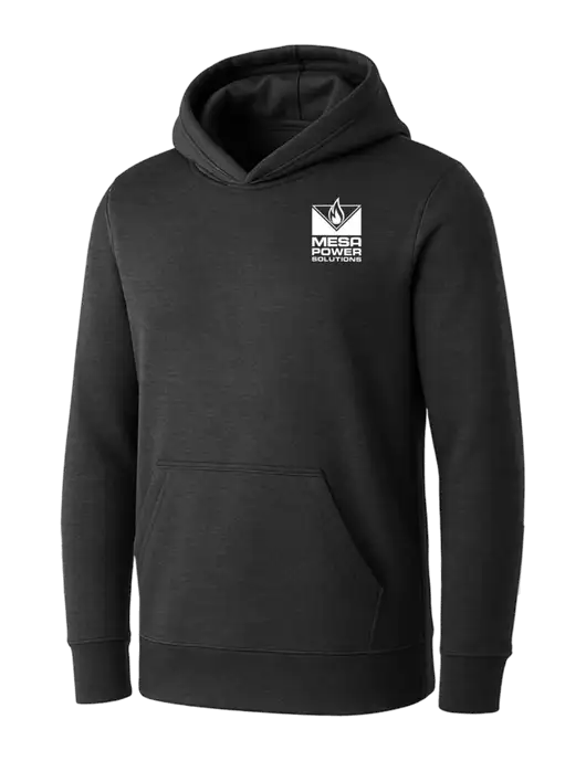 Womens Dark Grey Heather Core Fleece Pullover Hooded Sweatshirt w/Mesa Solutions Logo