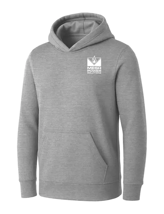 Womens Light Grey Heather Core Fleece Pullover Hooded Sweatshirt w/Mesa Solutions Logo