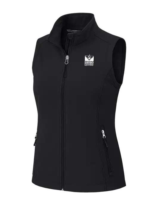 Black Womens Core Soft Shell Vest w/Mesa Solutions Logo