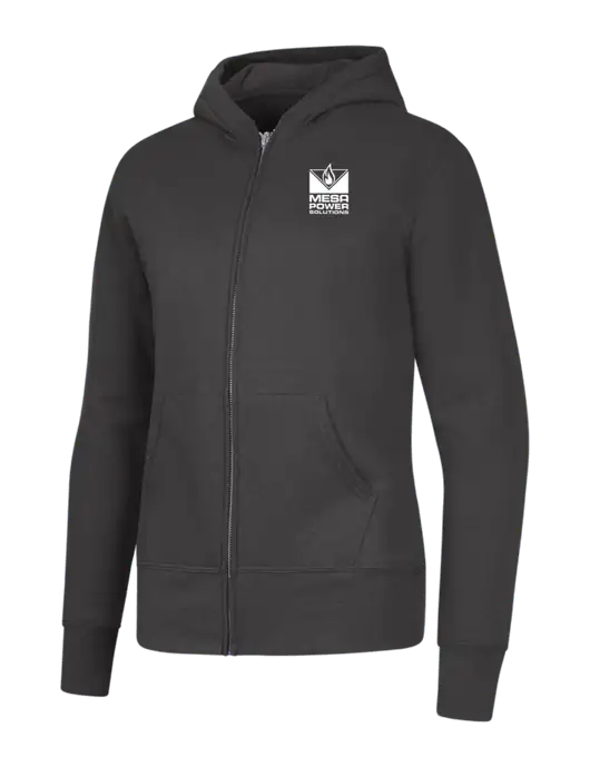 Charcoal Womens Core Fleece Full-Zip Hooded Sweatshirt w/Mesa Solutions Logo