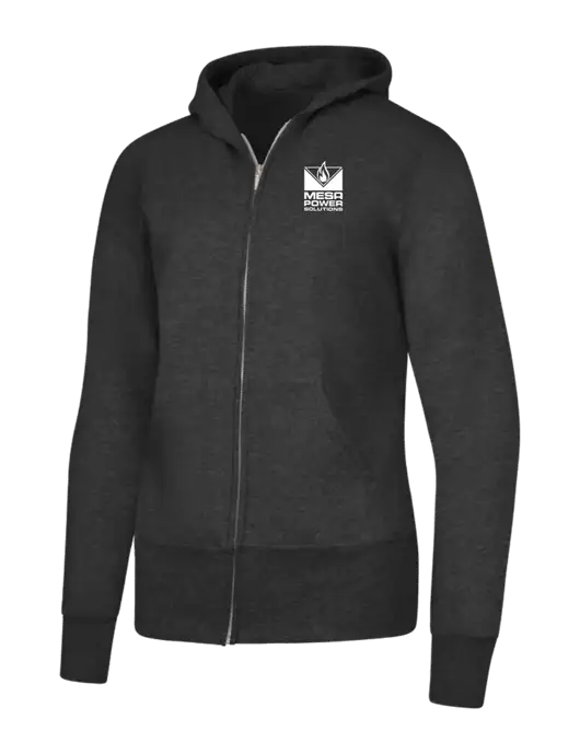 Dark Heather Grey Womens Core Fleece Full-Zip Hooded Sweatshirt w/Mesa Solutions Logo