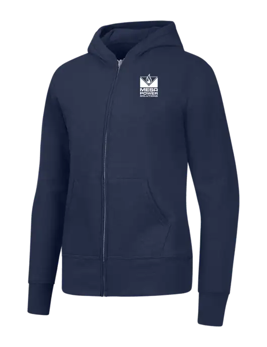 Navy Womens Core Fleece Full-Zip Hooded Sweatshirt w/Mesa Solutions Logo