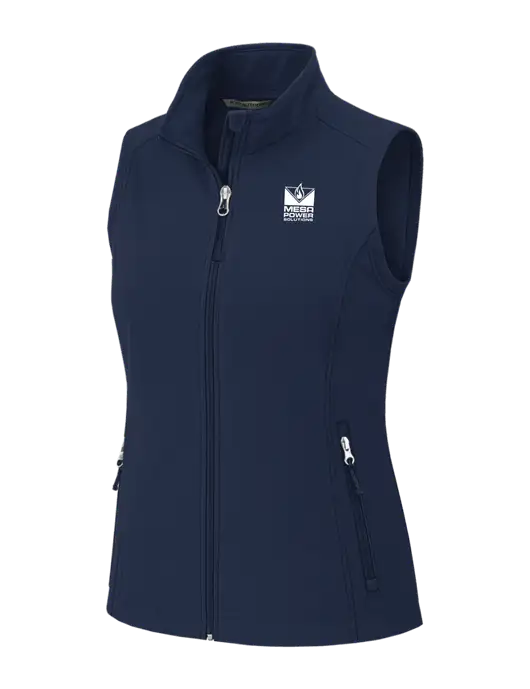 Navy Womens Core Soft Shell Vest w/Mesa Solutions Logo