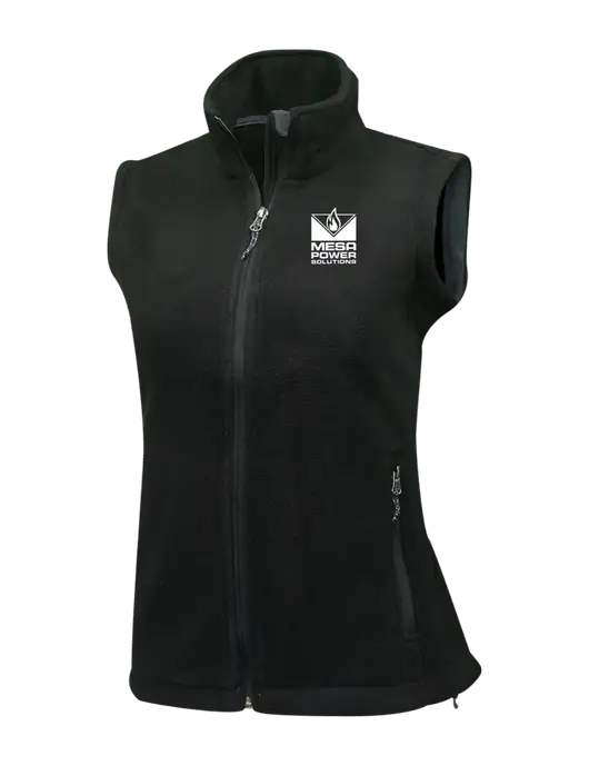Womens Black Fleece Vest w/Mesa Solutions Logo