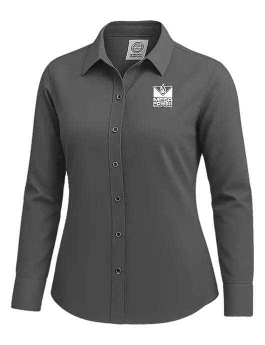 Brooks Brothers Womens Dark Grey Wrinkle-Free Stretch Nailhead Shirt w/Mesa Solutions Logo
