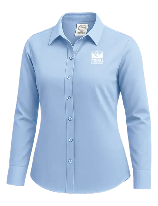 Brooks Brothers Womens Light Blue Wrinkle-Free Stretch Nailhead Shirt w/Mesa Solutions Logo