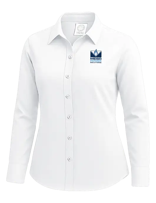 Brooks Brothers Womens White Wrinkle-Free Stretch Nailhead Shirt w/Mesa Solutions Logo
