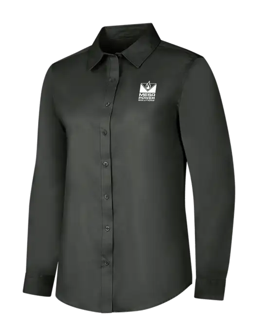 Dark Grey Womens Long Sleeve Superpro React Twill Shirt w/Mesa Solutions Logo