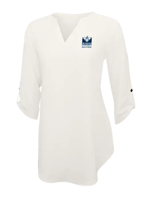 Ivory Womens 3/4 Sleeve Tunic Blouse w/Mesa Solutions Logo