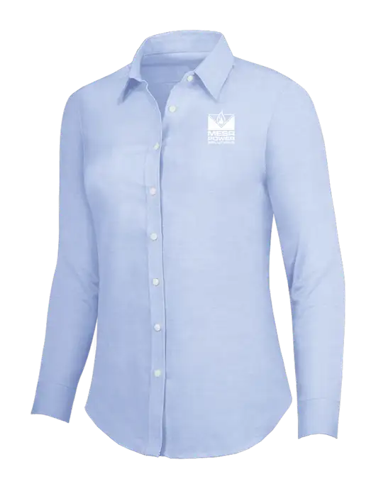 Light Blue Womens SuperPro Oxford Shirt w/Mesa Solutions Logo
