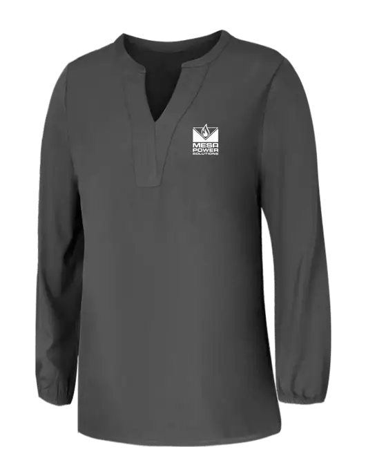 Mercer+Mettle Womens Dark Grey Stretch Crepe 3/4 Sleeve Blouse w/Mesa Solutions Logo