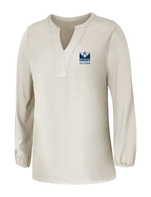 Mercer+Mettle Womens Ivory Stretch Crepe 3/4 Sleeve Blouse w/Mesa Solutions Logo