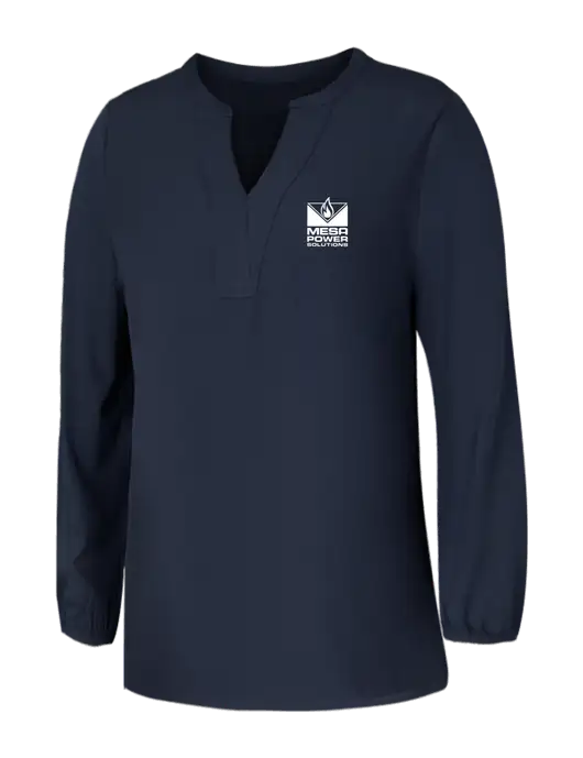 Mercer+Mettle Womens Navy Stretch Crepe 3/4 Sleeve Blouse w/Mesa Solutions Logo