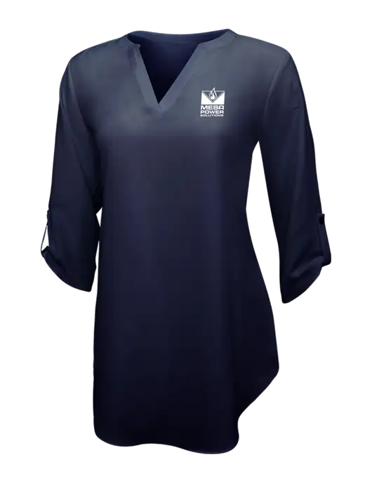 Navy Womens 3/4 Sleeve Tunic Blouse w/Mesa Solutions Logo