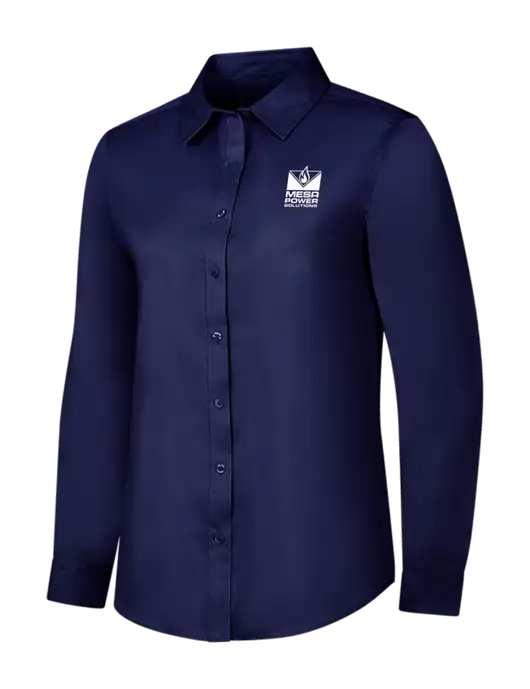Navy Womens Long Sleeve Superpro React Twill Shirt w/Mesa Solutions Logo