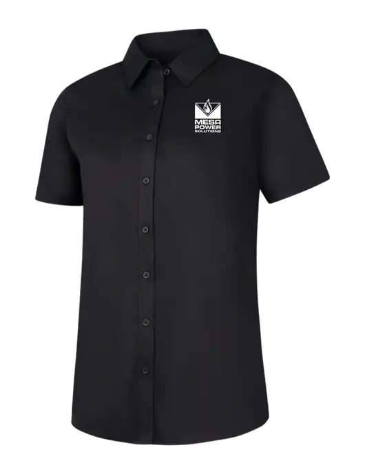 Womens Black Short Sleeve Superpro React Twill Shirt w/Mesa Solutions Logo