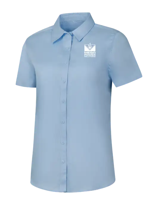 Womens Light Blue Short Sleeve Superpro React Twill Shirt w/Mesa Solutions Logo